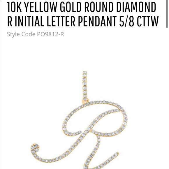 10k REAL GOLD NOT PLATED Natural Genuine Diamond R initial letter Charm Pendant - Picture 10 of 13